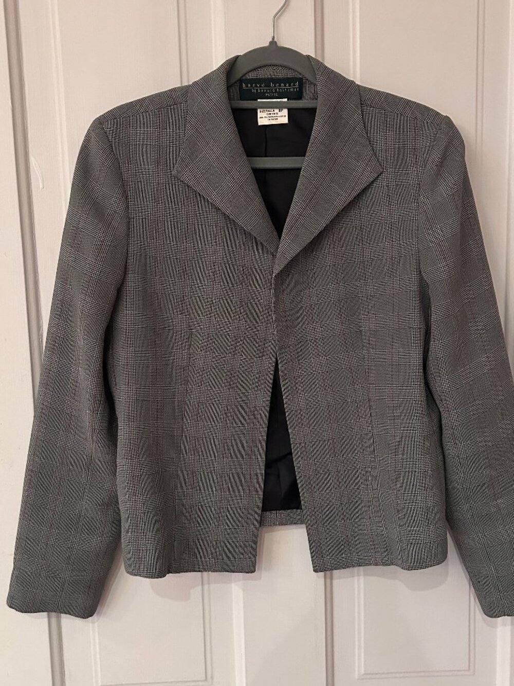 Vintage Harve Benard Petite Glen Plaid Cropped Jacket Gray Coral Windowpane 8P